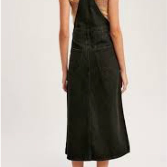 Listicle Black Denim Overall Midi Dress - Picture 2 of 7
